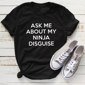 MAN jautā, PAR MANU NINJA NOSLĒPT īss t-krekls Vīriešiem Gadījuma Īsām Piedurknēm Moderns Smieklīgi Grafikas Hipster T-Krekls