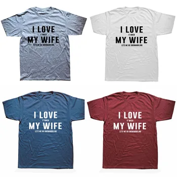 Man PATĪK, Kad MANA Sieva Ļauj Snowmobiling Druka T Kreklu apdruka Vīriešu Vasaras Smieklīgi Īsām Piedurknēm T-krekls Vīriešiem Cēloņu Kokvilnas t-veida Sporta Tops