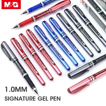 M&G 12pcs/daudz 1.0 mm platām Gēla Pildspalva Melna Zila Sarkana Paraksts Gēla Tintes Pildspalvas Pildspalvu Kancelejas preces, Biroja Piederumi Rakstīšanai