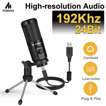 Maono Podcast Kondensatora Mikrofons 192Khz/24bit Datora USB Ierakstīšanas Mikrofons Mikrofona Pastiprinājums Cardioid Studijas Ieraksta Plug & Play