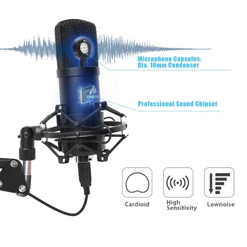 MAONO USB Kondensatoru Mikrofonu Komplekts Profesionālo Podcast Studio Mikrofons Spēlēt&Plug Mic PC Karaoke YouTube Spēļu Ierakstu