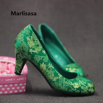 Marlisasa Sieviešu Modes Saldu Zaļo Modelis Ar Augstiem Papēžiem Dāma Gadījuma Ērti Augsta Papēža Sūkņi Sieviete Sarkanā Stilīgas Kurpes F5519