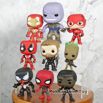Marvel Comics Thanos Inde Dzelzs Vīrs Flash Captain America Deadpool Black Panther Zirnekļcilvēka Modelis Kolekcionējamus Lelles Rotaļlietas Bērniem