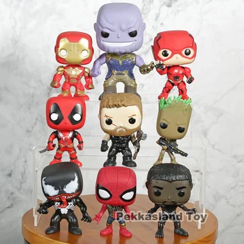 Marvel Comics Thanos Inde Dzelzs Vīrs Flash Captain America Deadpool Black Panther Zirnekļcilvēka Modelis Kolekcionējamus Lelles Rotaļlietas Bērniem