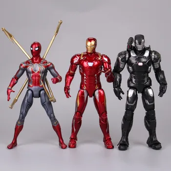 Marvel Disney Rotaļlietas 17CM Avengers Infinity Kara Zirnekļcilvēka Captain America, Iron Man Thanos Pontons Rīcības Attēls Lelles Ar Dāvanu kastē
