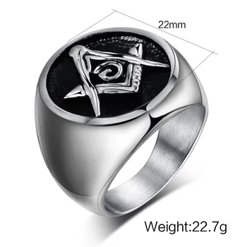 Masonu gredzeni, nerūsējošā tērauda rotaslietas vīriešiem liels retro stila tērauda gredzens augstas kvalitātes vairumtirdzniecības modes rotaslietas