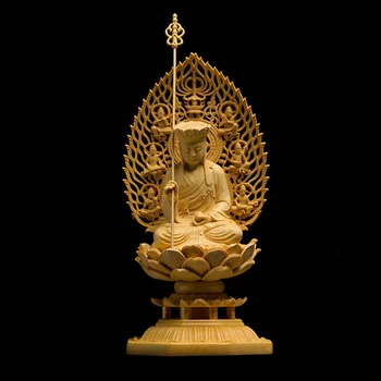 Masīvkoka Guanyin, Dizang Bodhisatva, Sakyamuni statuja，Mūsdienu mākslas cirsts Budas statuja，Mājas Feng Shui Bagātības Dievs, dekoratīvās Apdares