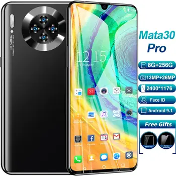 Mata30Pro tālrunis 7.3 collu Full HD ekrāns mobilo tālruni Android, 8 256 GB rom, 6000mAh baterijas, 5G procesors, 10 serdeņi, Dual