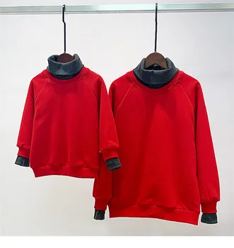 (Matching Ģimenes Tērpiem Rudens Ziemas Sabiezēt Red Viltus Divi Gabali Sporta Krekls Meitenēm Mamma Meitai Atbilstošas Drēbes Ģimenes Izskatās