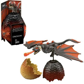 Mattel Mega Bloks BLACK SERIES Game of Thrones Drogon Vyserion Rhaegal Montāža Dinozauru Olas Modeļu Lelle 30 GAB. Bērnu Rotaļlietu GMP01