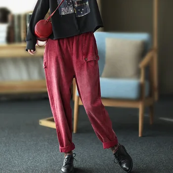 Max LuLu Jaunas Ziemas Ķīnas Dizaineris Vīriešu Velveta Bikses Dāmas Vintage Zaudēt Siltas Bikses Gadījuma Elastīgs Lielgabarīta Pantalons