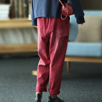 Max LuLu Jaunas Ziemas Ķīnas Dizaineris Vīriešu Velveta Bikses Dāmas Vintage Zaudēt Siltas Bikses Gadījuma Elastīgs Lielgabarīta Pantalons
