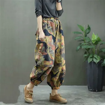 Max LuLu Jaunu Korejiešu Modes Dizaineris Sieviešu Vintage Džinsa Bikses Dāmas Zaudēt Elastīgs Silts Džinsi Gadījuma Kažokādas Iespiesti Harēma Bikses