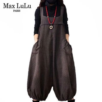 Max LuLu Rudens Modes Dizainu Pantalons Sieviešu Korejiešu Stilā, Bikses Pleds Negabarīta (Dungriņi) Dāmas Džinsa Bikses Vintage Jeans