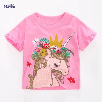 Maz maven Baby Meitenes Krekli Dzīvnieku Unicorn Drukāt, Bērnu t-krekli Vasaras Bērnu Apģērbu Kokvilnas Zīdaiņu Meitenēm, Topi, t-veida Krekli