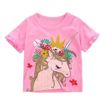 Maz maven Baby Meitenes Krekli Dzīvnieku Unicorn Drukāt, Bērnu t-krekli Vasaras Bērnu Apģērbu Kokvilnas Zīdaiņu Meitenēm, Topi, t-veida Krekli