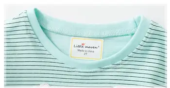 Maz maven bērniem zīmola baby girl apģērbu 2018. gada rudenī jaunu meiteņu kokvilnas garām piedurknēm O-veida kakla svītrainām burtu t krekls 51091