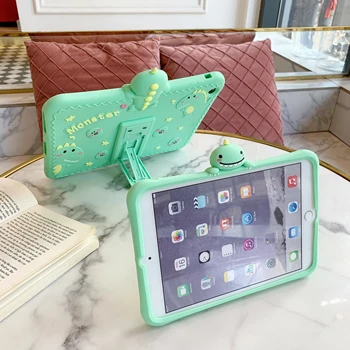 Maz Monster Dinozauru Mīksta Silikona Tablet Stand Case For iPad Gaisā 1 2 3 Mini 4 5 Pro 2017 2018 2019 2020 Vāciņu