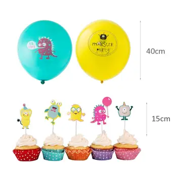 Maz Monster Dzimšanas Dienas Svinības Apdare Baby Dušas Zēniem Pirmo Happy Birthday Party Banner Vainags Cupcake Toppers Komplekts Baloni