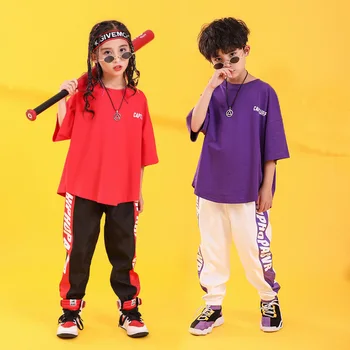 Mazulis Hip Hop Apģērbs Brīvs Lielgabarīta T Krekls Top Gadījuma Bikses Meitenēm, Zēniem, Džeza Deju Apģērbs, Kostīmi, Balles Dejas Valkā