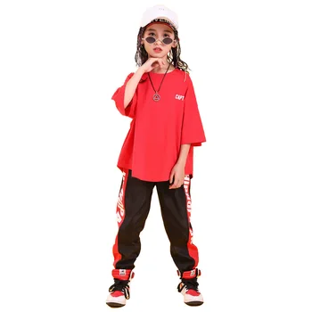 Mazulis Hip Hop Apģērbs Brīvs Lielgabarīta T Krekls Top Gadījuma Bikses Meitenēm, Zēniem, Džeza Deju Apģērbs, Kostīmi, Balles Dejas Valkā
