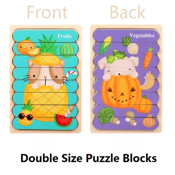 Mazulis Smadzeņu Koka Rotaļlietas Double-sided 3D Lentes Dzīvnieku Puzzle Stāstīt Stāstus Kraušanas Jigsaw Montessori Izglītības Rotaļlieta Bērniem