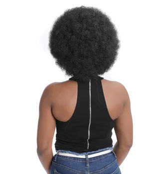 Mašīna īss Brazīlijas Remy Human Hair Afro Sapnis Curl Parūka SalonChat matu Parūka melnās Sievietes cirtaini cilvēka matu parūka