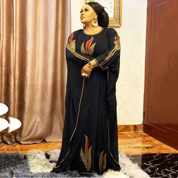 MD Dimantu Āfrikas Šifona Kleita Ankara Dashiki Maxi Kleitas Sieviešu Modes Musulmaņu Abaya Tradicionālie Plus Lieluma Attire Boubou
