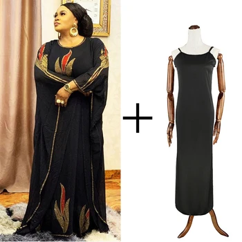 MD Dimantu Āfrikas Šifona Kleita Ankara Dashiki Maxi Kleitas Sieviešu Modes Musulmaņu Abaya Tradicionālie Plus Lieluma Attire Boubou