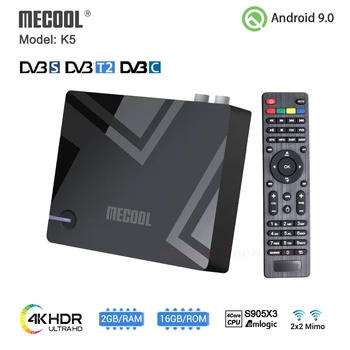 MECOOL Jaunu K5 Smart Tv Box Android 9.0 Amlogic S905X3 2.4 G 5G WIFI LAN 10/100M Bluetooth 4.1 16GB un 2 gb DVB S2/T2/ Set Top BOX
