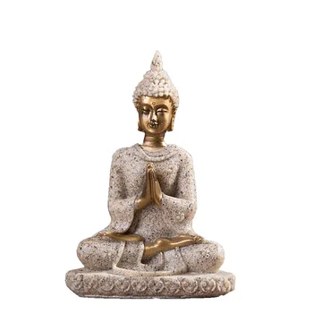 Meditācija Budas Skulptūru Feng Shui Rotājumi Amatniecības Smilšakmens Statuja Statuetes Antīko Sēž Budas mājas biroja Apdare