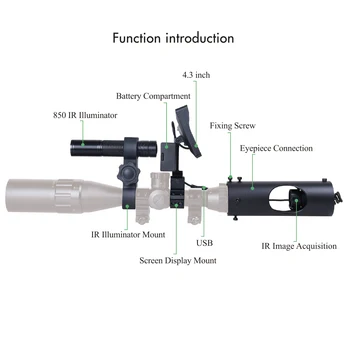 Medību Riflescope Nakts Redzamības Optika Redzes IS Infrasarkanās LED darbības Joma Kamera Skaidrs, Nakts Redzamības Ierīces darbības Joma
