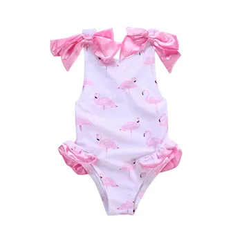 Megartico flamingo bērnu meitene bikini rozā priekšgala bērni viens gabals peldkostīms backless vasaras jumpsuit pieticīgs peldkostīmi meitenēm 1-ź5 y