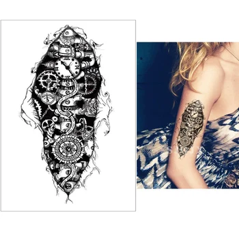 Mehāniskās Melns Tetovējums pagaidu tetovējums uzlīmes 98K skeleta Galvaskauss dēmons tintes Ūdensizturīgs tetovējums ķermeņa uzlīmes