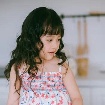 Meitene Sarkanā Ķiršu Ziedu Dūmu Kleitu Bērni Kamzolis Kleitas 2020. Gada Vasaras Francija Boutique Stila Drēbes, Bērnu Smocking Vestidos
