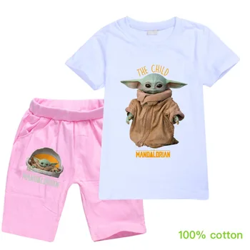 Meitene Zēniem ar Īsām Piedurknēm Karikatūra Man Contro Te T-krekls Topi+Bikses, Pidžamas Komplekts Zēniem Ziemassvētku Drēbes Star Wars Bērnu Yoda