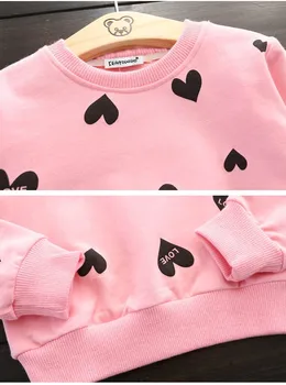 Meitenes Apģērbu Komplekts Rudens Mīlestība modelis Apģērbu Komplekti Meitenēm Kokvilnas Pilna T-Krekls + Bikses Toddler Meitenes Tērps, Apģērbs Bērniem