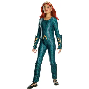Meitenes, Aquaman Mera Karaliene Zentai Cosplay Tērpu Halloween Puse Purima Supervaronis Masku