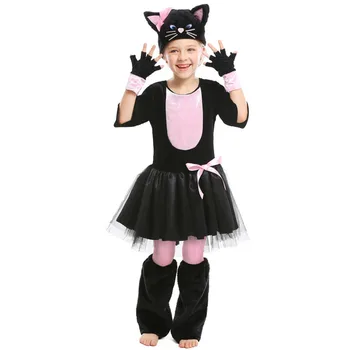 Meitenes Halloween Kitty Kostīmu Mazulis Bērniem Kigurumi Kaķis Catwomen dzīvnieku Cosplay Karnevāls Purima Maskēties Skatuves spēlēt puse kleita