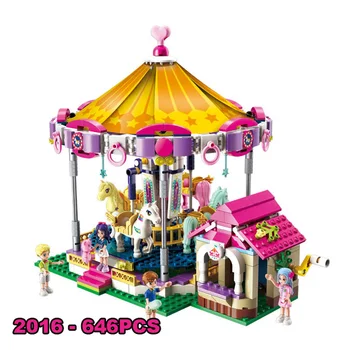 Meitenes Pilsēta Draugiem Princess Fantasy Karuselis laimīgs vilcienu Mini skaitļi Fit Legoness Celtniecības Blokus Uzstādīt Rotaļlietas Meitene Radošo