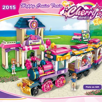 Meitenes Pilsēta Draugiem Princess Fantasy Karuselis laimīgs vilcienu Mini skaitļi Fit Legoness Celtniecības Blokus Uzstādīt Rotaļlietas Meitene Radošo
