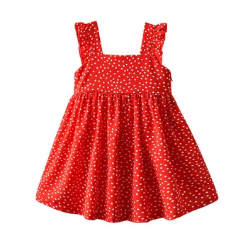 Meitenes Polka Dot Kleitu Bērnu Apģērbu Vasaras Šifona Kleita Meitenēm Bērnu Apģērbs Sarkans Melns