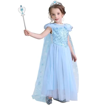 Meitenes Princese Kleita Bērni Cosplay Princese Drēbes Sequined Sniega Kostīms Helovīna Dzimšanas Dienas Kleita Izmērs Ir No 4-10 Gadiem