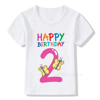 Meitenes Tauriņš 1-10 Dzimšanas dienu Skaits Druka T Kreklu Bērnu Dzimšanas dienu, T-krekli Puisis&Meitene, Jautra Dāvana T Pašreizējā Ģimenes Apģērbs