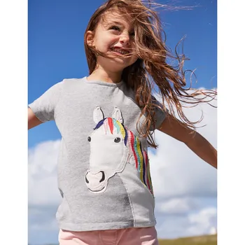 Meiteņu T-krekls Vasaras Bērnu Apģērbu Kokvilnas Īsām piedurknēm Sporta Darbība O-veida kakla 2-7 Gadus Vecs, Gudrs Karikatūra Modes 2020 Jaunas