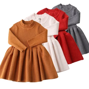 Meiteņu Trikotāžas Kleita 2020 rudens ziemas Drēbes, Režģu Bērniem, baby Toddler kleita meitenēm princese Kokvilnas silts Ziemassvētku Kleitas