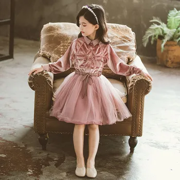 Meiteņu Velūra Kleita 2020. Gada Rudenī Jaunu Meiteņu Princešu Kleitu, Kāzu Svinības, Dzimšanas Dienas Vakarā Baby Meitenes Samta Tutu Kleita 4 14 Gadiem