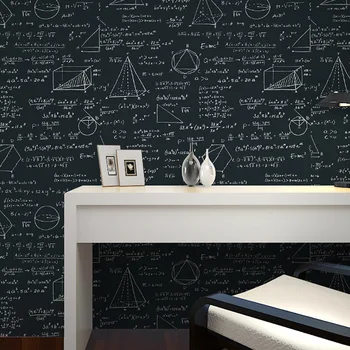 Melna Balta Fona tāfeles ģeometrijas matemātikas formulu personības tapetes bērnistabā kafejnīca ēdamistaba motīvu fonu