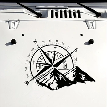 Melna bezceļu kompass sniega kalnu decal kapuci grafiskais vinila auto uzlīmes