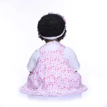 Melna bērnu lelles pop zaļā Āfrikas 22inch bebe atdzimis silikona vinila jaundzimušo poupee boneca bērnu mīksto rotaļlietu meitene mazulis toddler